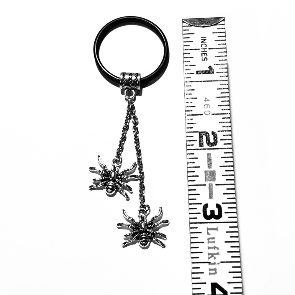 Black Keyring with twin Silver Spider Charms